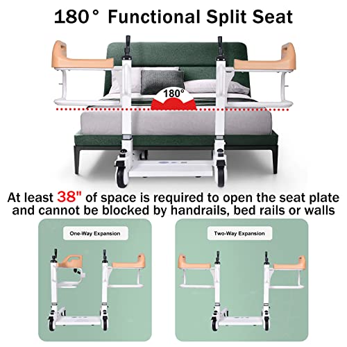 PAYRFV Patient Lift Wheelchair for Home Transport Chair with 180 Split Seat, ...