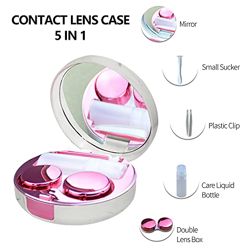 Contact Lens Case with Cleaner Washer, 5 in 1 Portable Travel Contact Lens Bo...