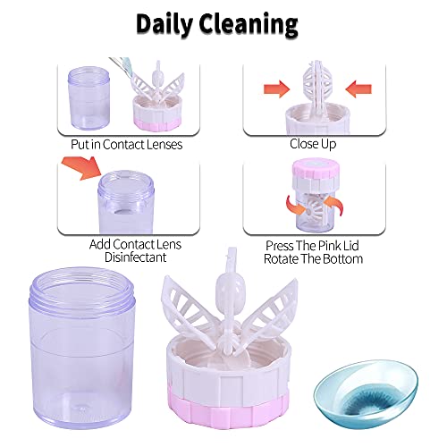 Contact Lens Case with Cleaner Washer, 5 in 1 Portable Travel Contact Lens Bo...
