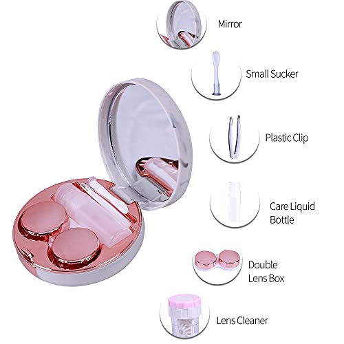 Contact Lenses Case Kit, Marble Contact Lens Case with Mirror,Portable Contac...