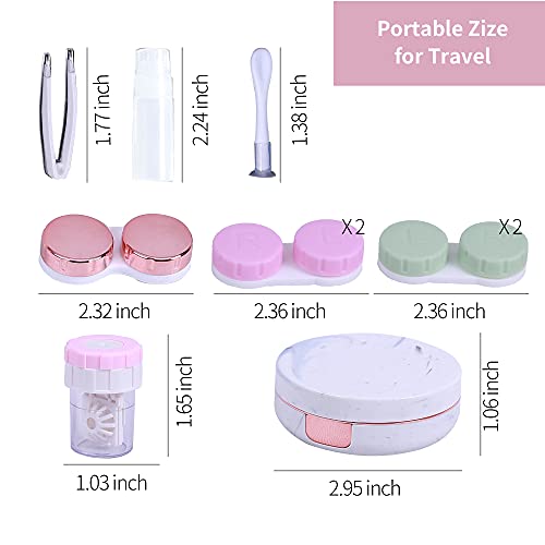Contact Lenses Case Kit, Marble Contact Lens Case with Mirror,Portable Contac...