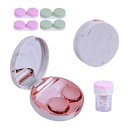 Contact Lenses Case Kit, Marble Contact Lens Case with Mirror,Portable Contac...