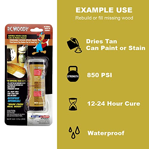 PC Products PC-Woody Wood Repair Epoxy Paste, Two-Part 48 oz in Two Cans, Tan...