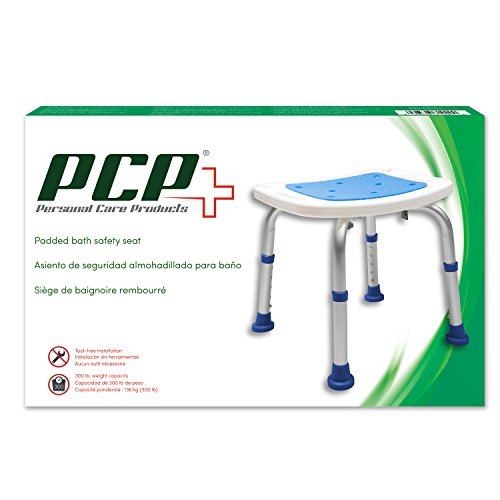 PCP Bathroom Bench Shower Chair Safety Seat, Adjustable Grip Traction, Portab...