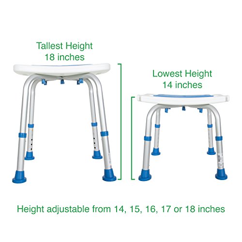 PCP Bathroom Bench Shower Chair Safety Seat, Adjustable Grip Traction, Portab...