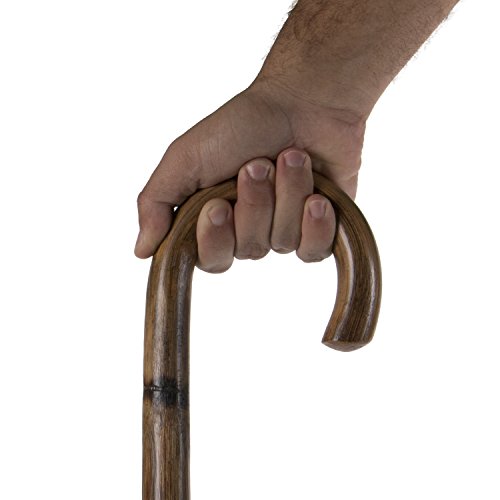 Wood Cane, Round Handle, Crook Style, Walking Aid, Light Mahogany (Round Hand...