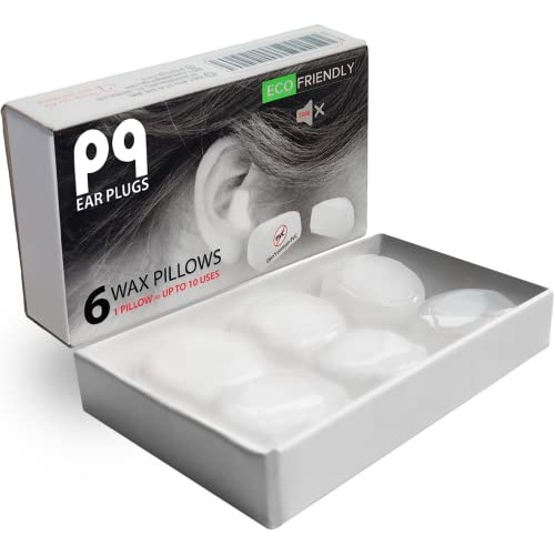 PQ Wax Ear Plugs for Sleep - 6 Silicone Wax Earplugs for Sleeping and Swimmin...
