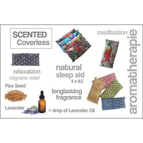 Spa Gift Set - Scented Eye Pillow & Cover - Lavender Flax - Washable Cotton C...