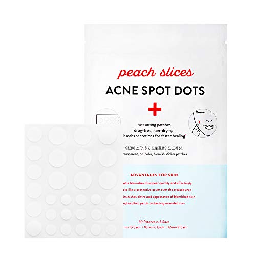 Peach Slices Acne Spot Dots | Clear Hydrocolloid Acne Pimple Patch for Zits a...