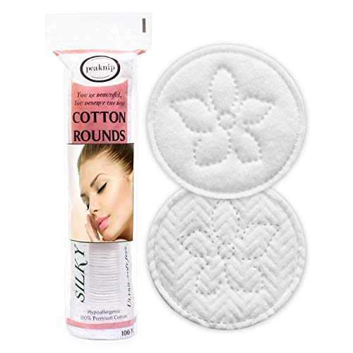 Premium 100% Cotton Rounds - Makeup Remover Pads (100 Count) For Face, Nail, ...