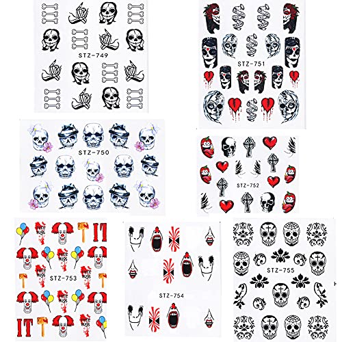 Peanuty 24 Sheet Horror Bloody Nail Sticker Decals Halloween Nail Stickers fo...