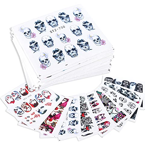 Peanuty 24 Sheet Horror Bloody Nail Sticker Decals Halloween Nail Stickers fo...