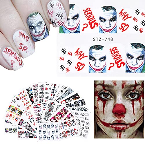 Peanuty 24 Sheet Horror Bloody Nail Sticker Decals Halloween Nail Stickers fo...