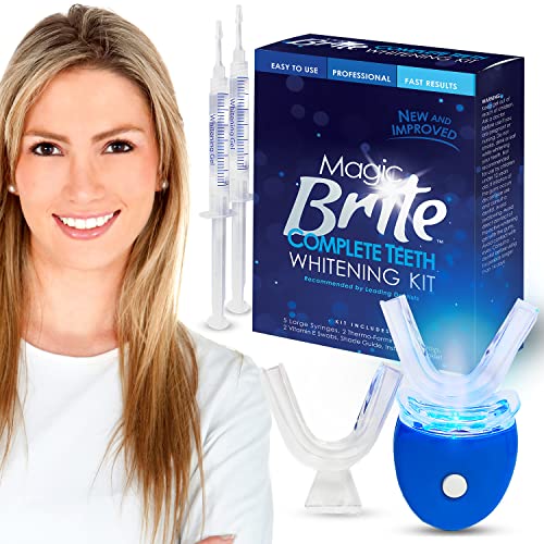 MagicBrite Complete Teeth Whitening Kit at Home Whitener - LED Light, 35% Car...