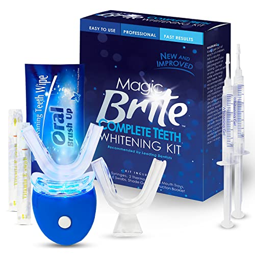MagicBrite Complete Teeth Whitening Kit at Home Whitener - LED Light, 35% Car...