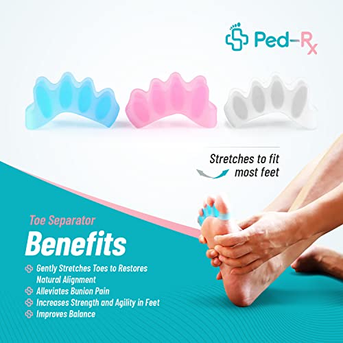Ped-Rx Toe Separators - Toe Stretchers - To Straighten Overlapping Toes, Croo...