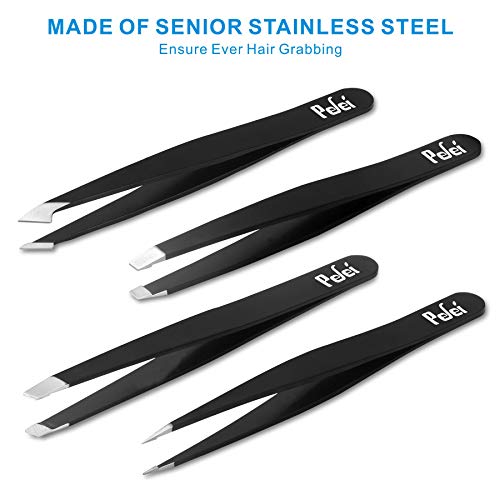 Pefei Tweezers Set - Professional Stainless Steel Tweezers for Eyebrows - Gre...