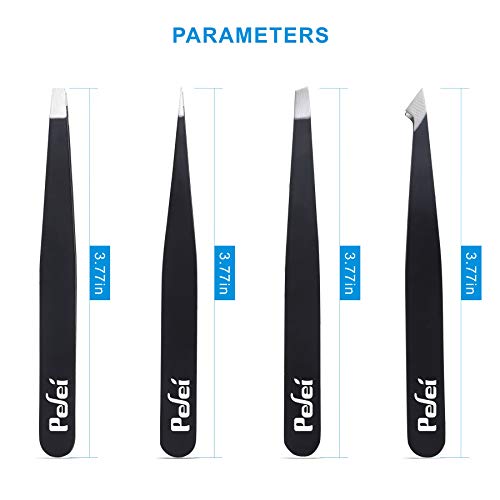 Pefei Tweezers Set - Professional Stainless Steel Tweezers for Eyebrows - Gre...
