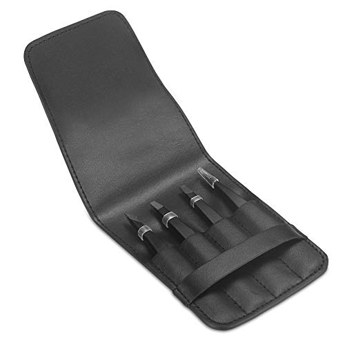 Pefei Tweezers Set - Professional Stainless Steel Tweezers for Eyebrows - Gre...