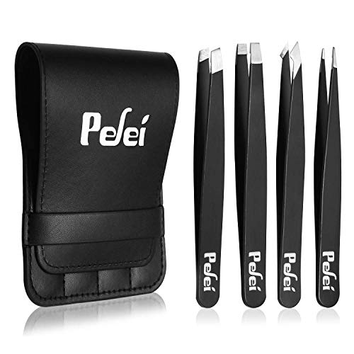 Pefei Tweezers Set - Professional Stainless Steel Tweezers for Eyebrows - Gre...