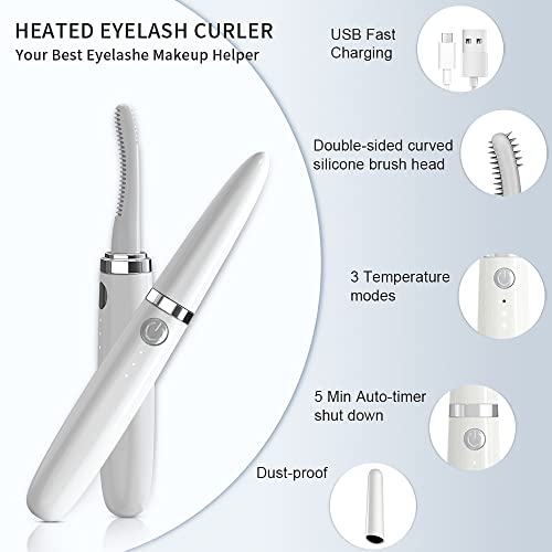 PEIPAI Rechargeable Heated Eyelash Curler, USB Silicone Comb Eyelash Curler Q...