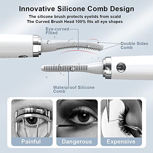 PEIPAI Rechargeable Heated Eyelash Curler, USB Silicone Comb Eyelash Curler Q...