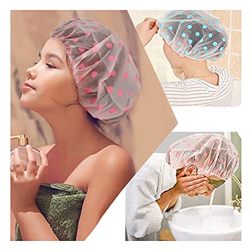 Shower Caps, 3 Pcs Waterproof Bath Caps Plastic Reusable Shower Caps Elastic ...