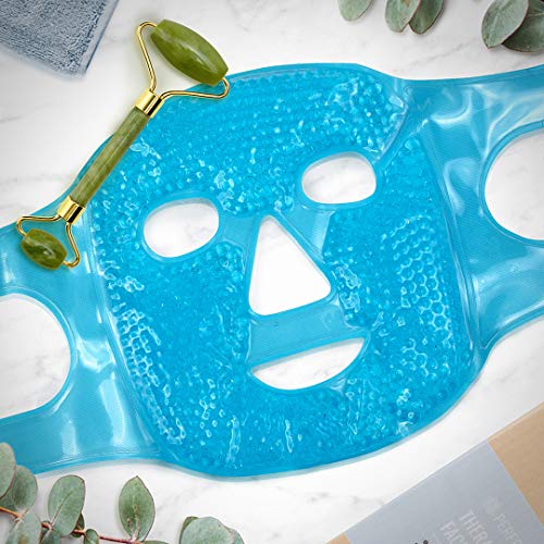 Perfecore Cooling Ice Face Mask Gel pack Jade Roller - Beauty Roller Face Nec...