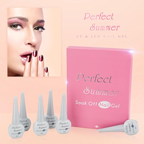 Perfect Summer Gel Nail Polish Set - Soft Tranquil Tones pink nude Wine Red K...