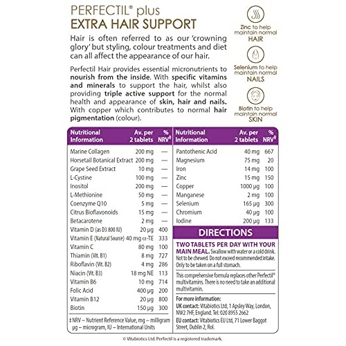 Vitabiotics Perfectil Hair Multivitamin | Hair Growth and Thickening Formula ...
