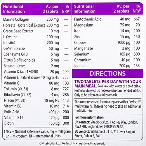 Vitabiotics Perfectil Hair Multivitamin | Hair Growth and Thickening Formula ...