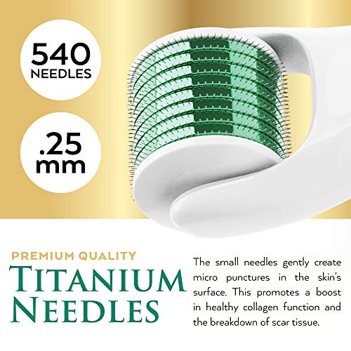 Derma Roller Cosmetic Skin Microneedling Kit for Face - .25mm Titanium Micro ...