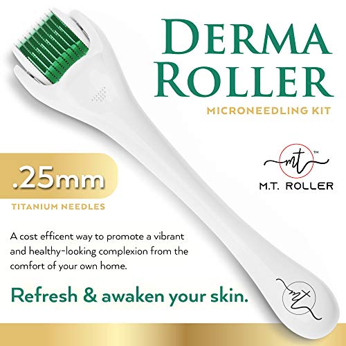 Derma Roller Cosmetic Skin Microneedling Kit for Face - .25mm Titanium Micro ...