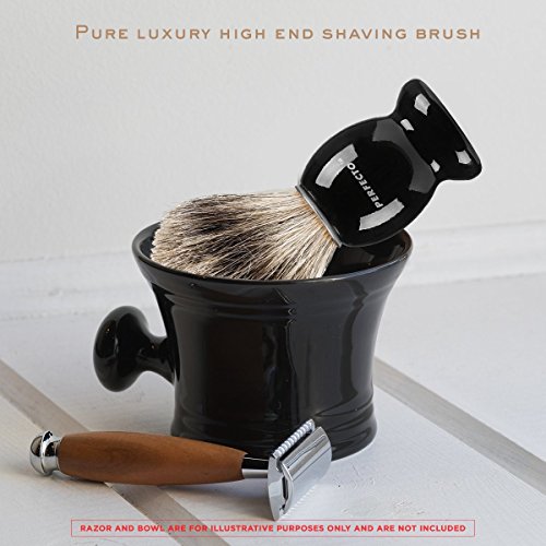 Perfecto 100% Pure Badger Shaving Brush-Black Handle- Engineered for The Best...