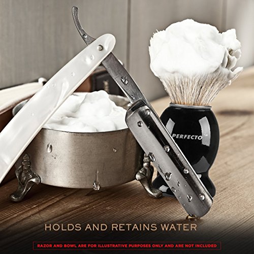 Perfecto 100% Pure Badger Shaving Brush-Black Handle- Engineered for The Best...