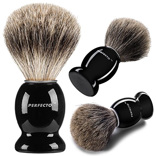 Perfecto 100% Pure Badger Shaving Brush-Black Handle- Engineered for The Best...