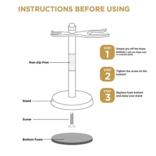 Perfecto Deluxe Chrome Razor and Brush Stand - The Best Safety Razor Stand. T...