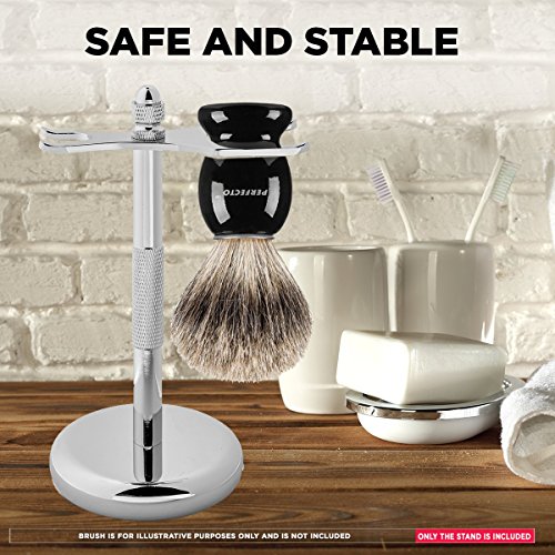 Perfecto Deluxe Chrome Razor and Brush Stand - The Best Safety Razor Stand. T...