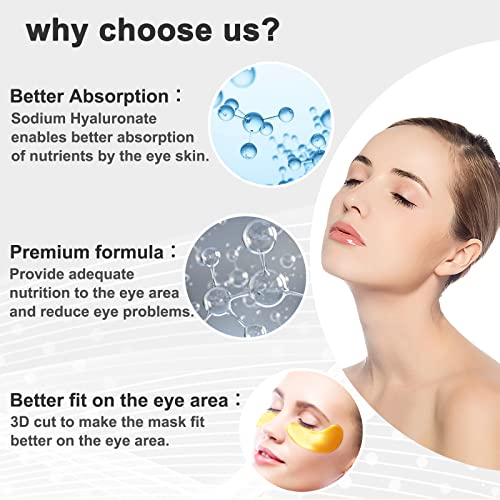 Permotary 30 Pairs 24K Gold Gel Collagen Eye Pads,Crystal Collagen Under Eye ...