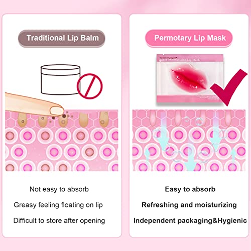 Permotary 30 Pieces Collagen Crystal Lip Care Gel Pads, Mouth & Lips Age Defy...