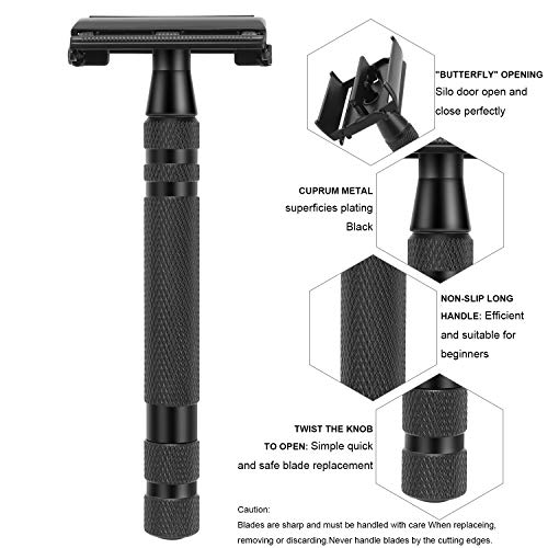 Amazing Safety Razor Shave Kit - Mysterious Black Men's Shaving & Grooming Se...