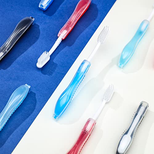 20 Pieces Travel Camping Toothbrush with Cover Portable Medium Bristle Compac...