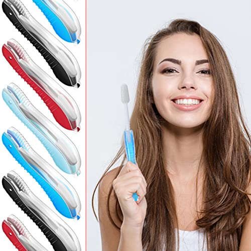 20 Pieces Travel Camping Toothbrush with Cover Portable Medium Bristle Compac...