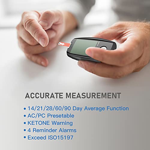 Blood Glucose Monitor Kit, 100 Counts 30 Gauge Lancets, 100 Blood Test Strips...