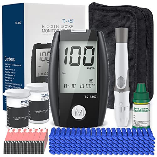 Blood Glucose Monitor Kit, 100 Counts 30 Gauge Lancets, 100 Blood Test Strips...