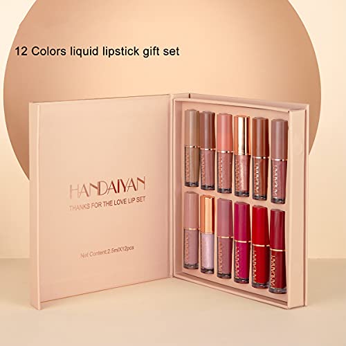 12 Colors Matte Lipstick Set Petansy Liquid Lipstick Kit Long Lasting Waterpr...