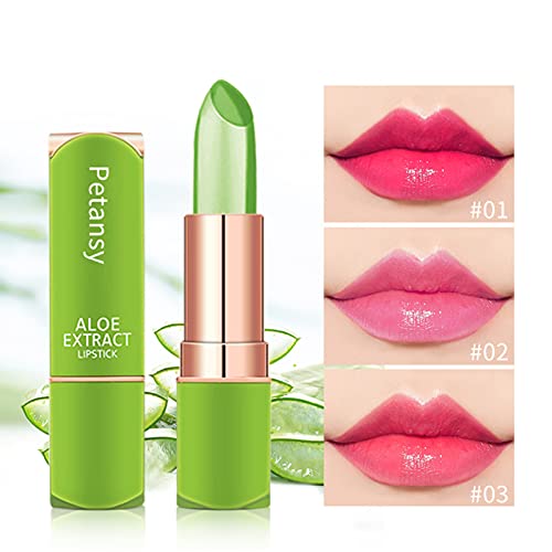 Petansy 3 Packs Aloe Vera Lipstick , Lips Moisturizer Long Lasting Nutritious...