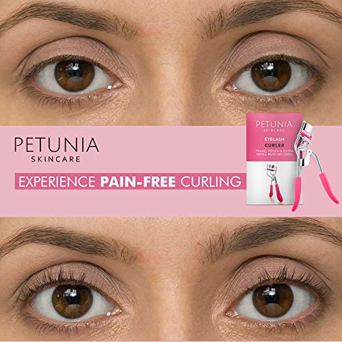 Silicone Eyelash Curler With Refill Pads & Satin Pouch Designed for No Pinchi...