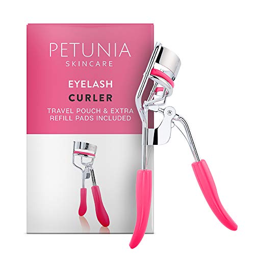 Silicone Eyelash Curler With Refill Pads & Satin Pouch Designed for No Pinchi...