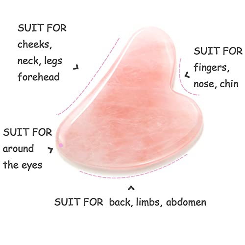Gua Sha Massage Tool, Natural Jade Rose Quartz gua sha Stone Neck Body SPA Ac...